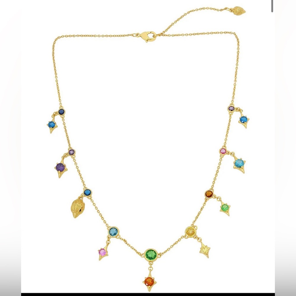 Signature Cubic Zirconia Rainbow Charm Collar Necklace